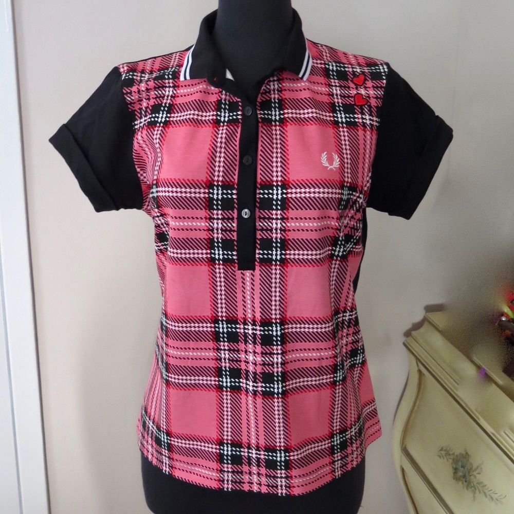 Fred Perry Amy Winehouse Foundation Plaid Polo Shirt